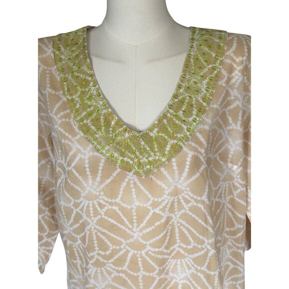 Calypso St. Barth for Target Embroidered V-Neck 3/4 Sleeve Pullover Tunic Top XL - Picture 6 of 9